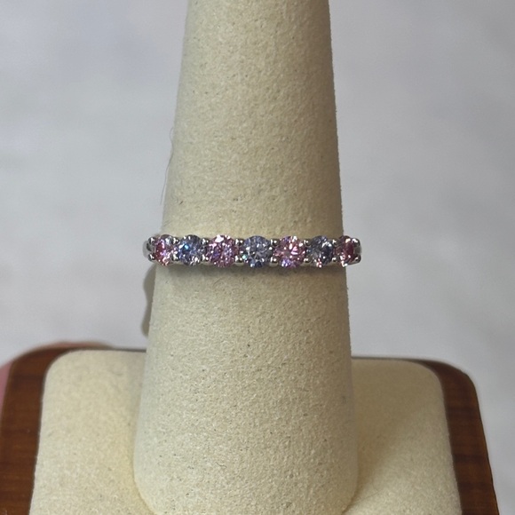 NEW Certified .70 Carat Pink Purple Moissanite Diamond 18k Sterling Silver Ring - Picture 3 of 5